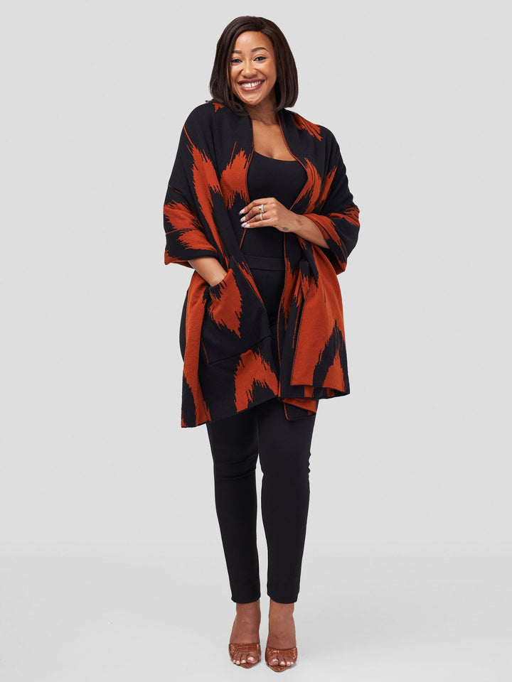 Vivo Reversible Shrug - Black / Rust Pete Print