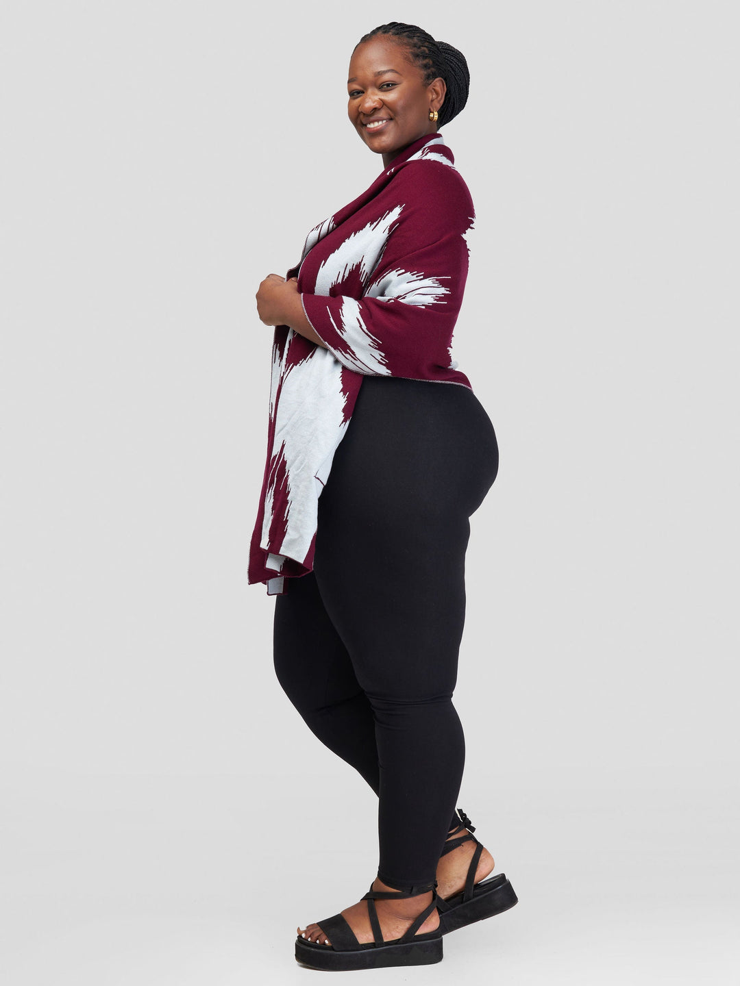 Vivo Reversible Shrug - Burgundy / Light Grey Pete Print