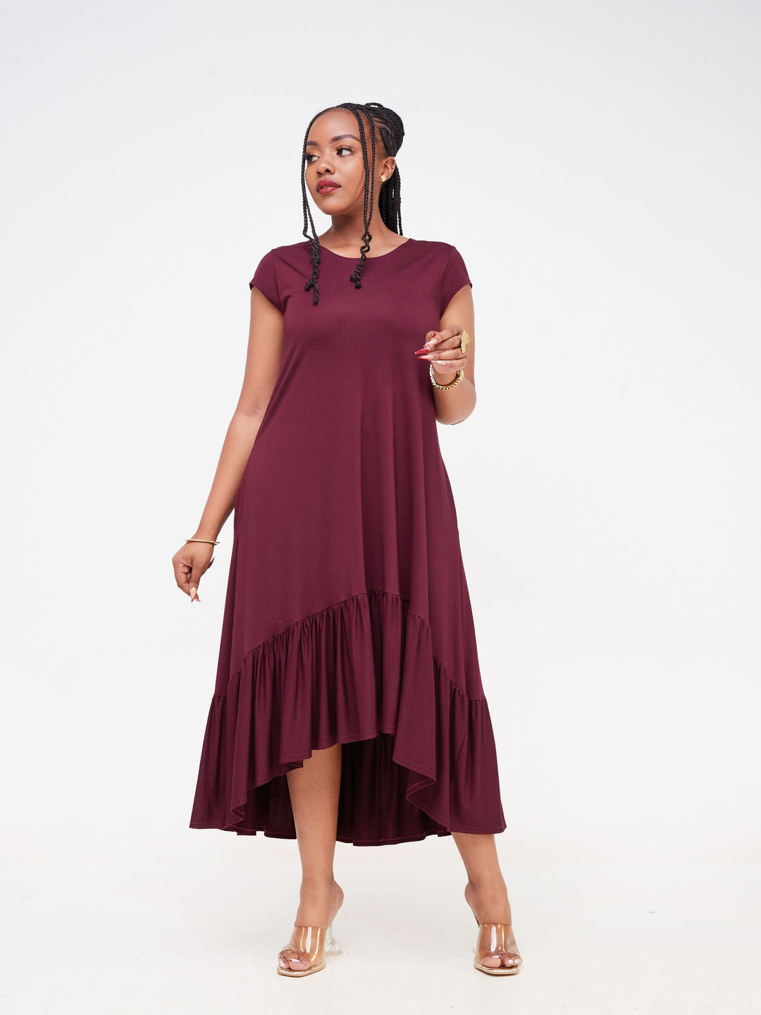 Vivo Lindi High Low Dress - Burgundy