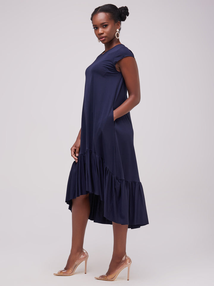 Vivo Lindi High Low Dress - Navy Blue