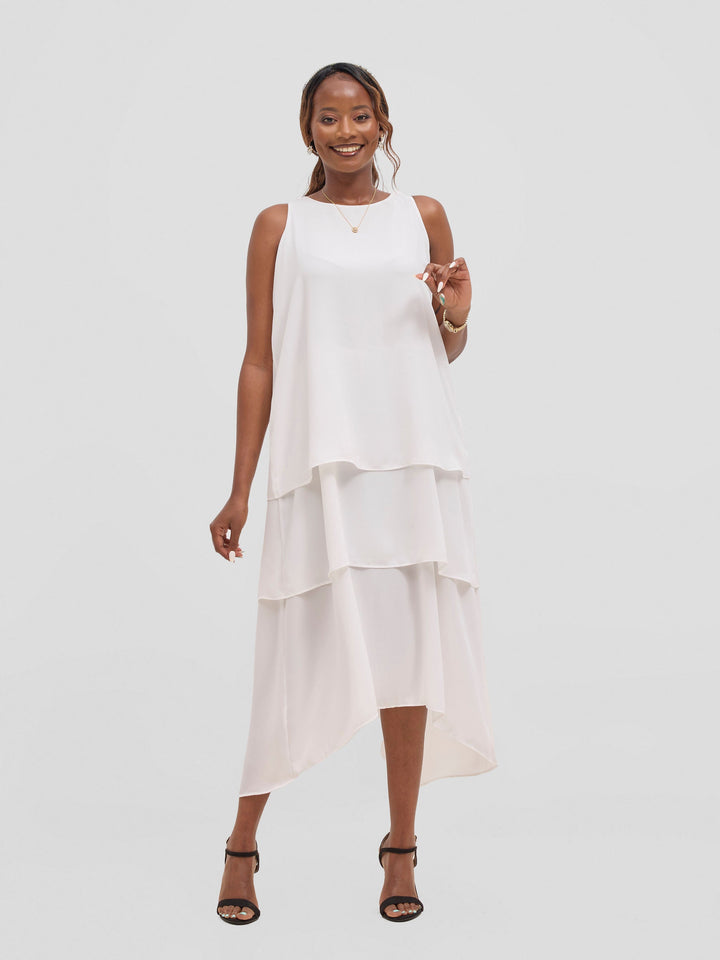Vivo Yene Layered Midi Dress - White