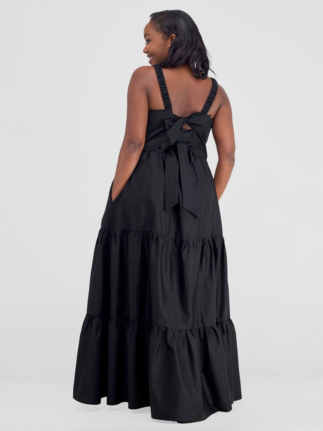 Safari Tie Back Maxi Dress - Black