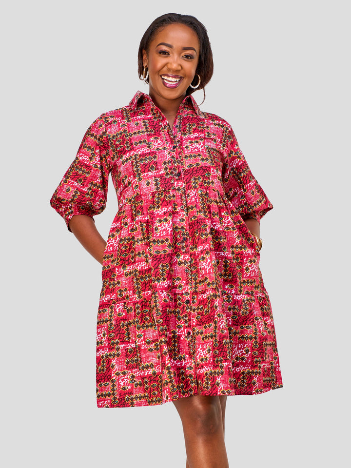 Vivo Safari Tiered Shirt Dress - Semliki