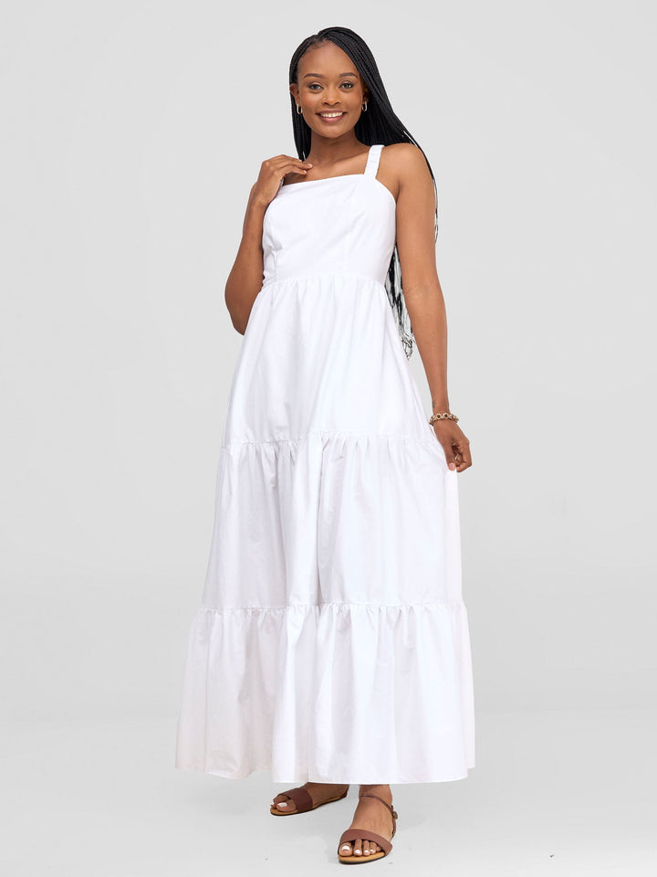 Safari Tie Back Maxi Dress - White