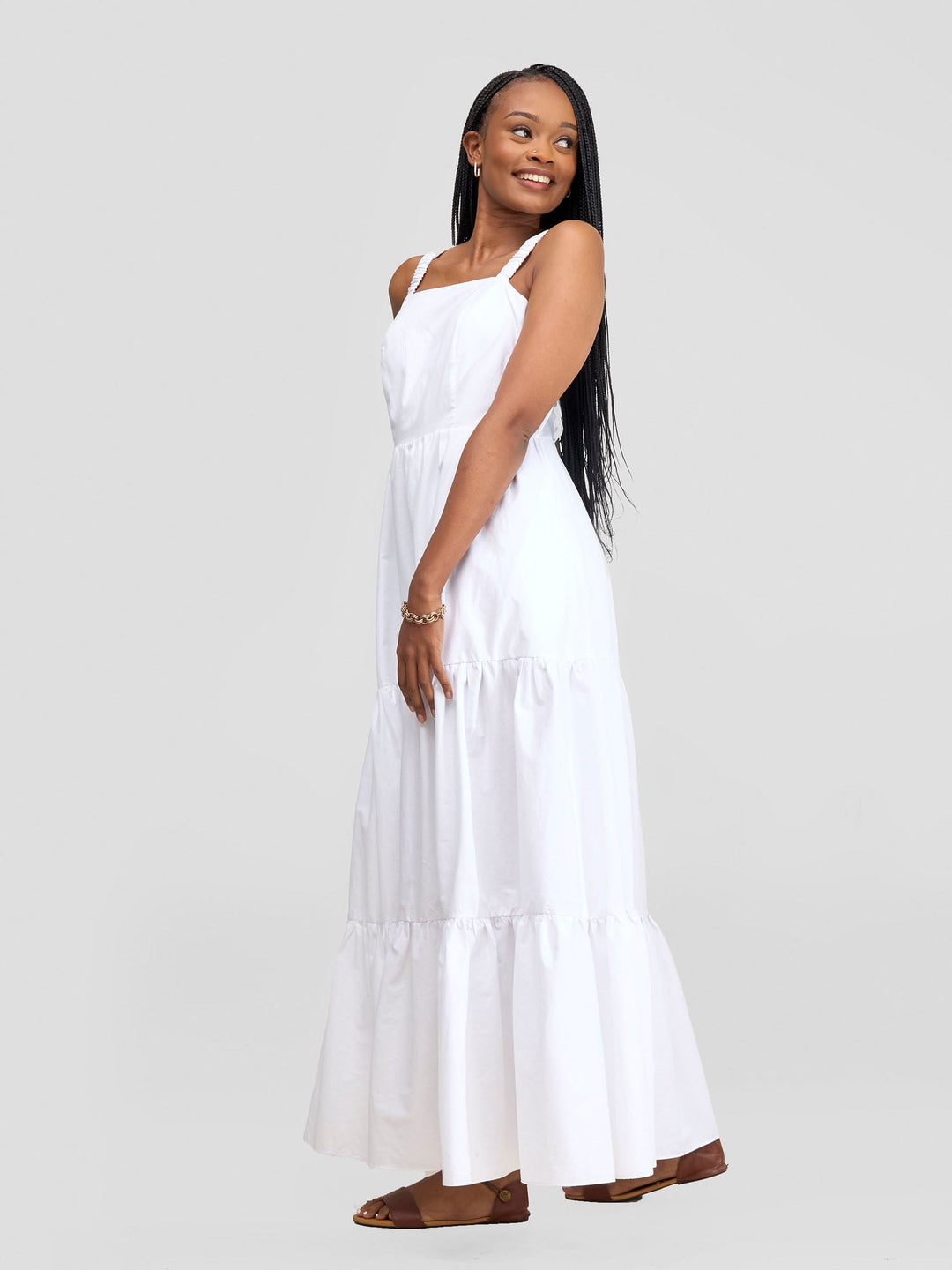 Safari Tie Back Maxi Dress - White