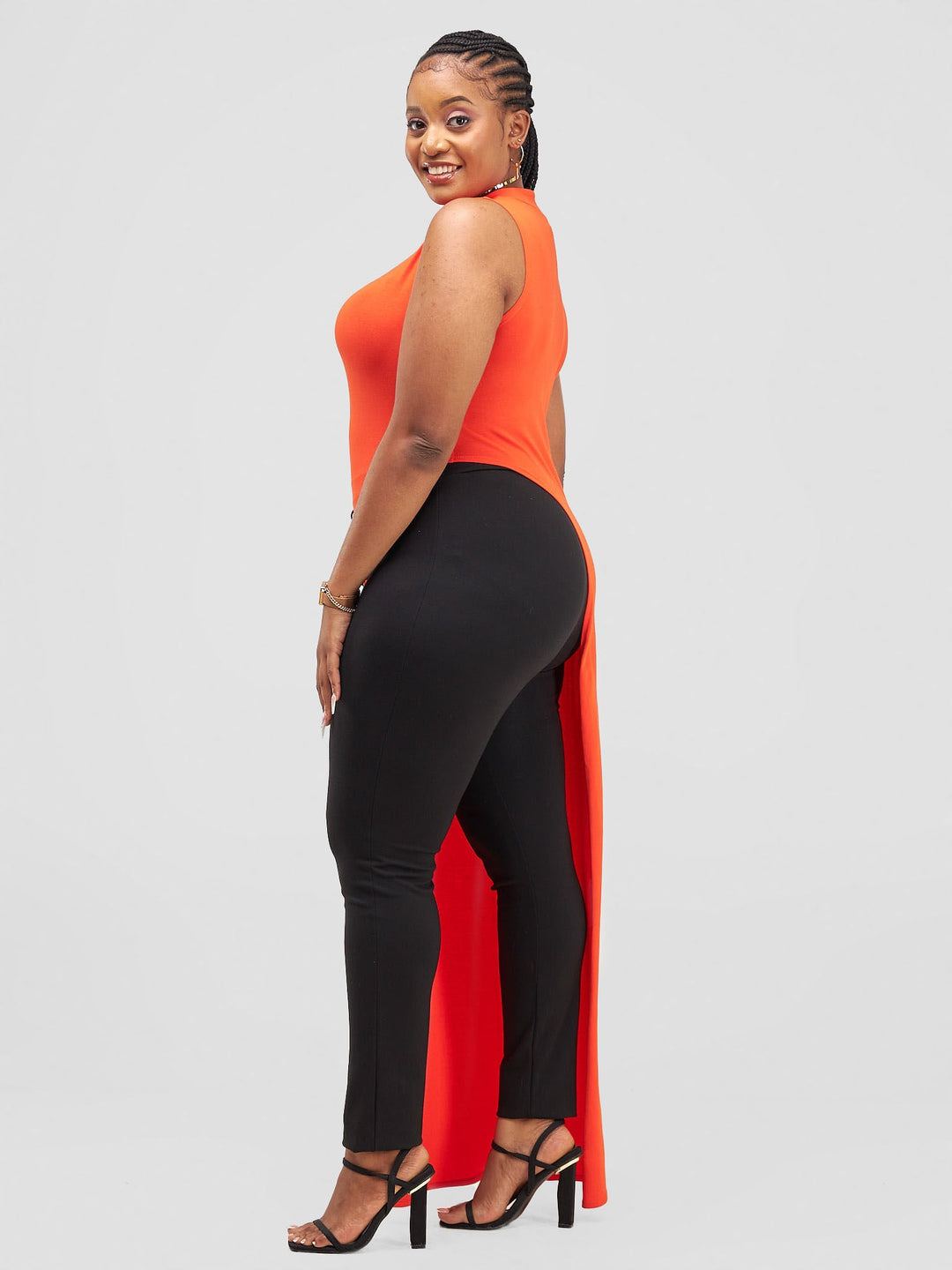 Zoya Yuni Sleeveless Turtle Neck Maxi Top - Orange