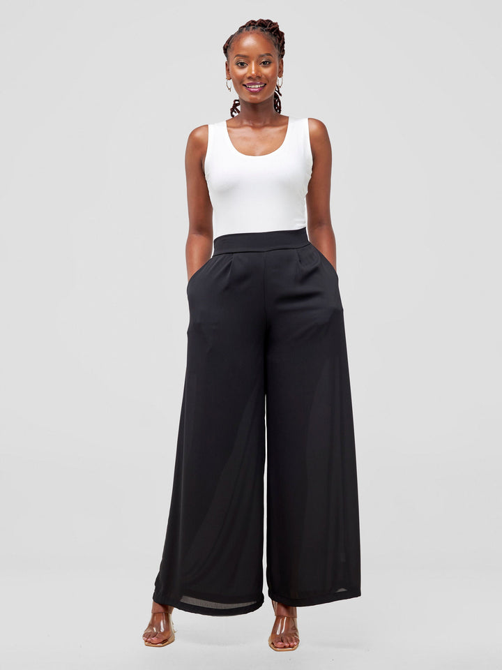 Vivo Wide Leg Pants With Short Lining - Black