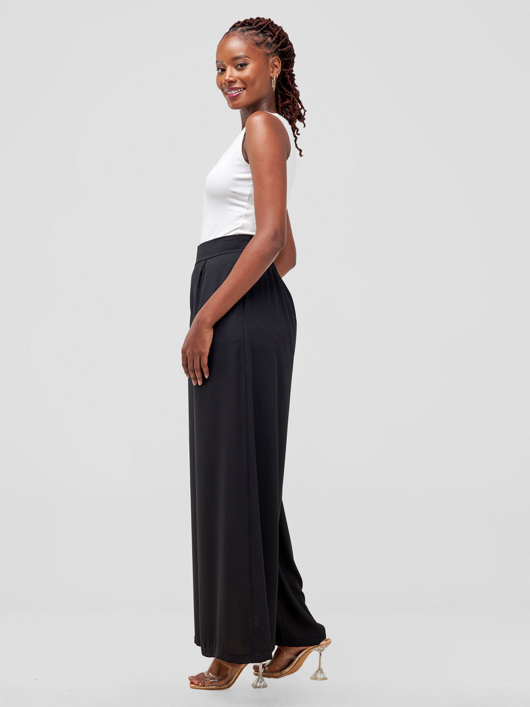 Vivo Wide Leg Pants With Short Lining - Black