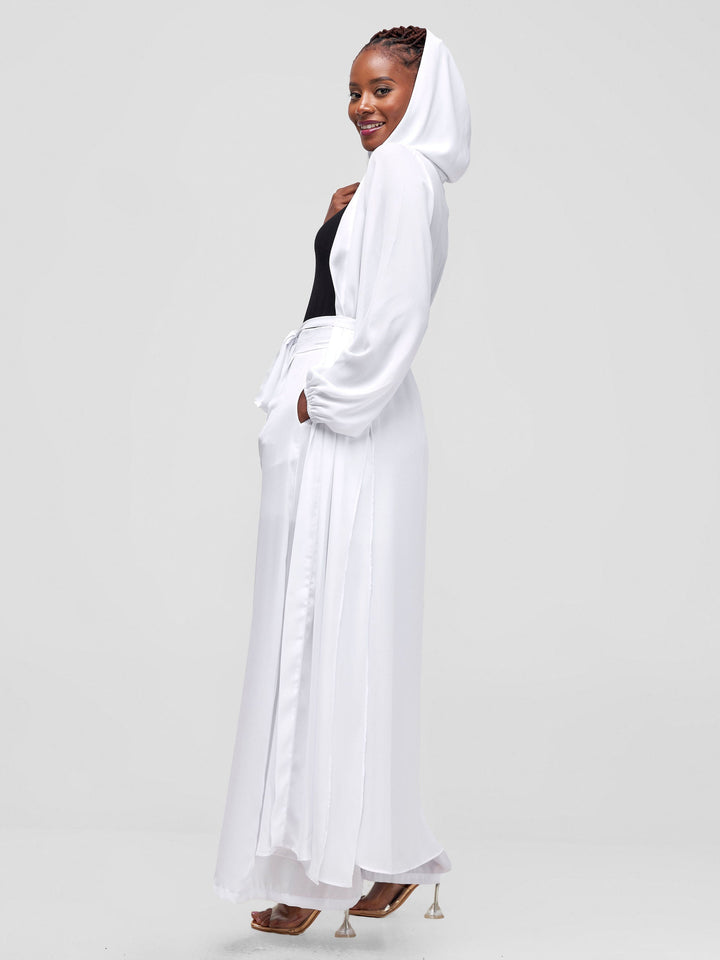 Vivo Hooded Kimono With Elastic Cuff - White