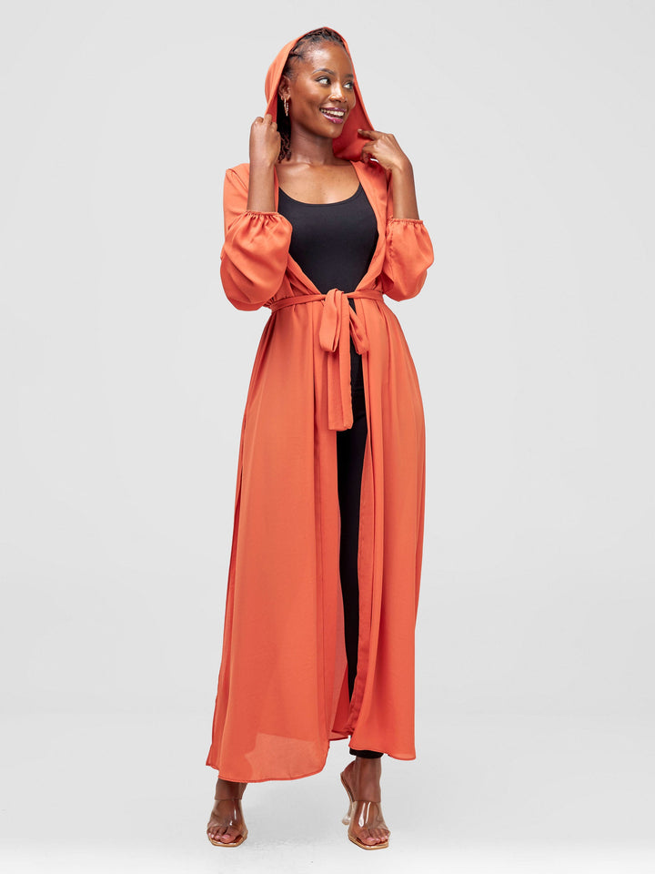 Vivo Hooded Kimono With Elastic Cuff - Orange