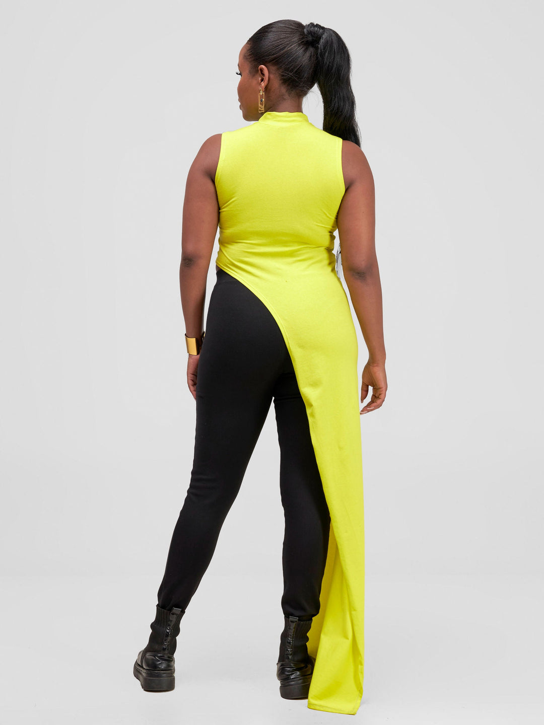 Zoya Yuni Sleeveless Turtle Neck Maxi Top - Lime Yellow