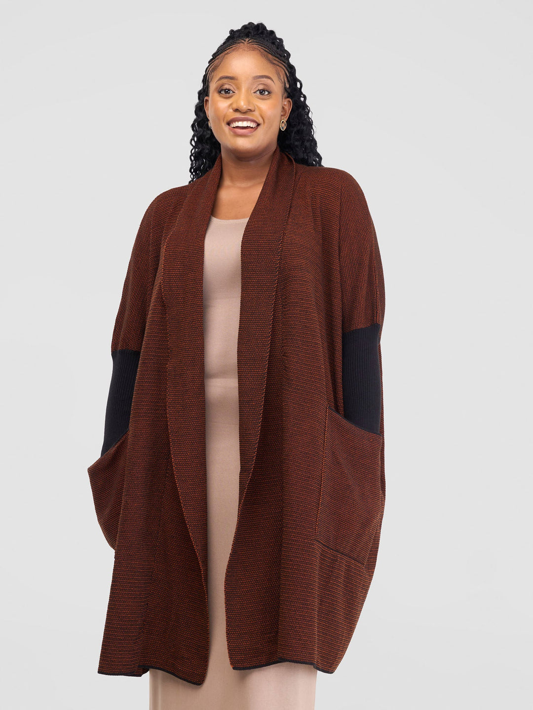 Vivo Cuffed Wide Sweater - Black / Rust