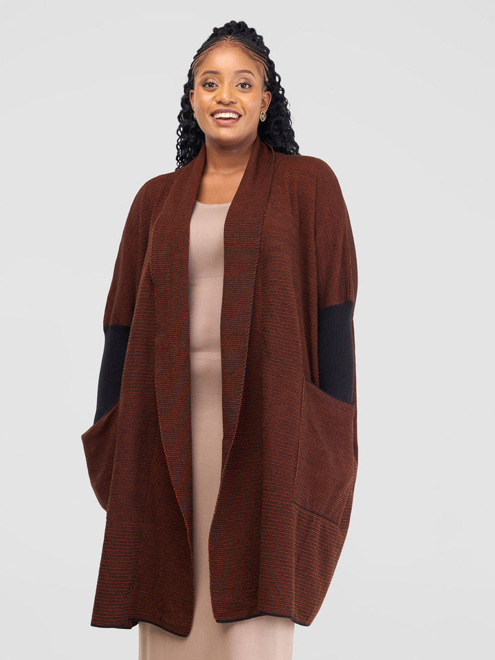 Vivo Cuffed Wide Sweater - Black / Rust