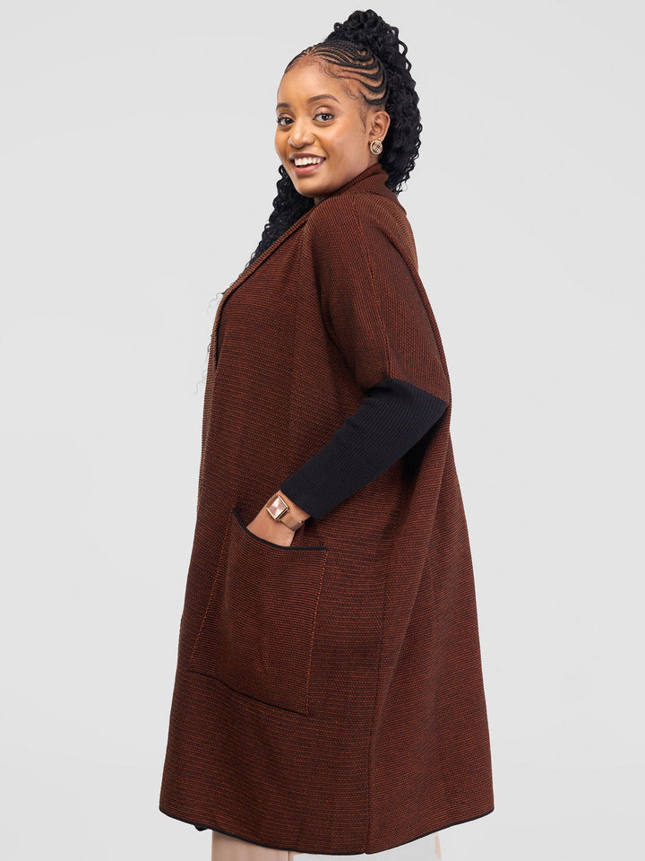 Vivo Cuffed Wide Sweater - Black / Rust
