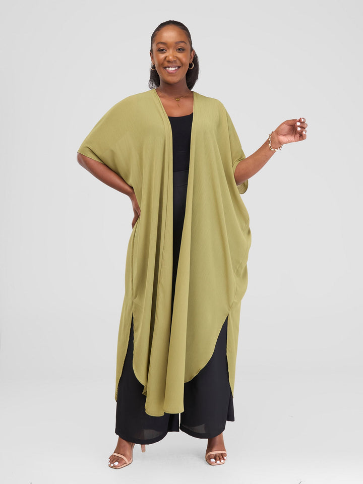 Vivo Chiffon Wide Kimono - Khaki Green