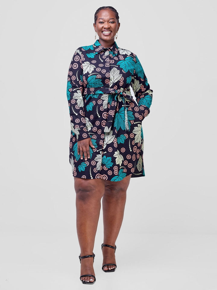 Vivo Long Sleeve Shirt Dress  - Lira Print