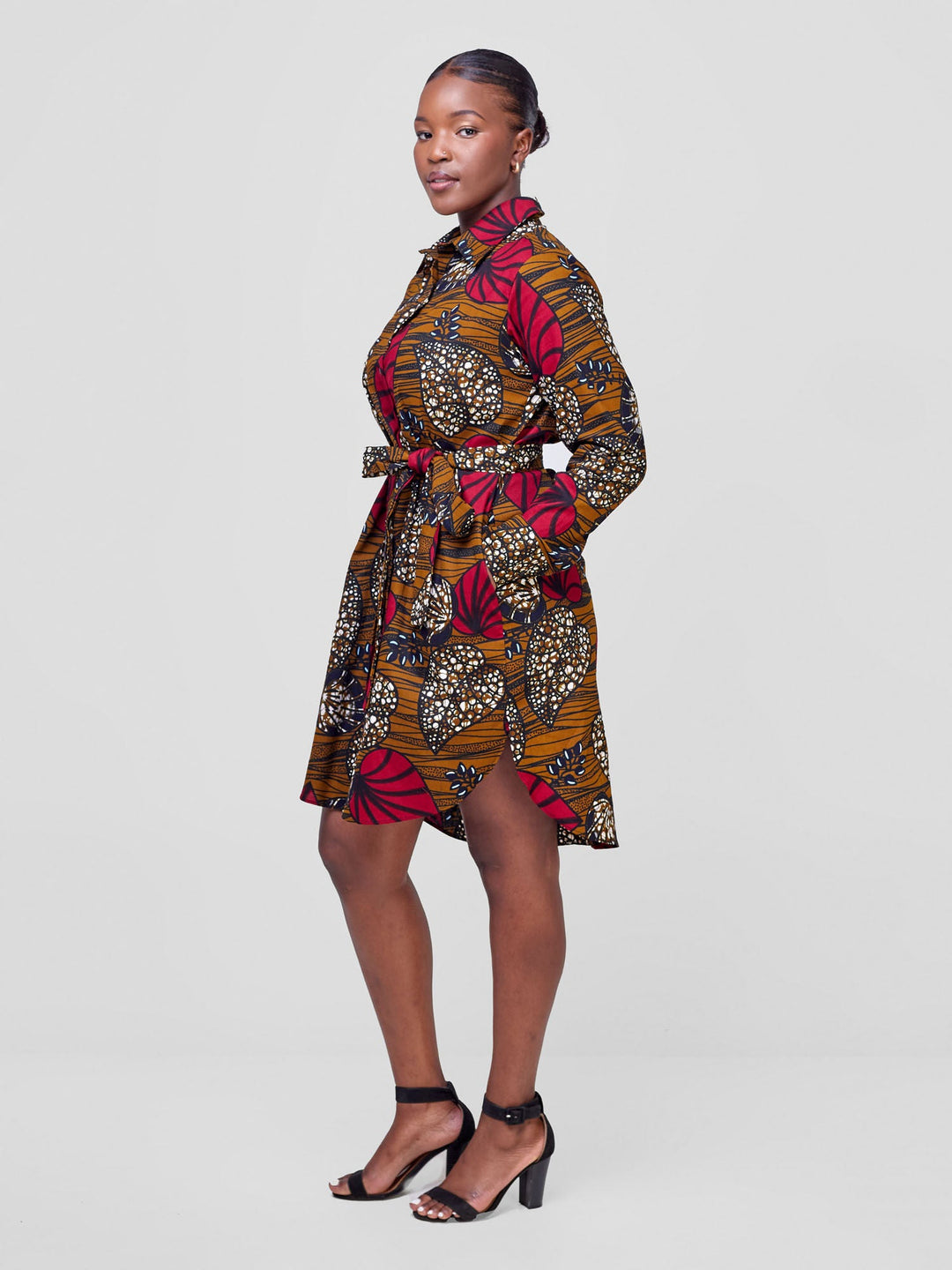 Vivo Long Sleeve Shirt Dress  - Sipo Print