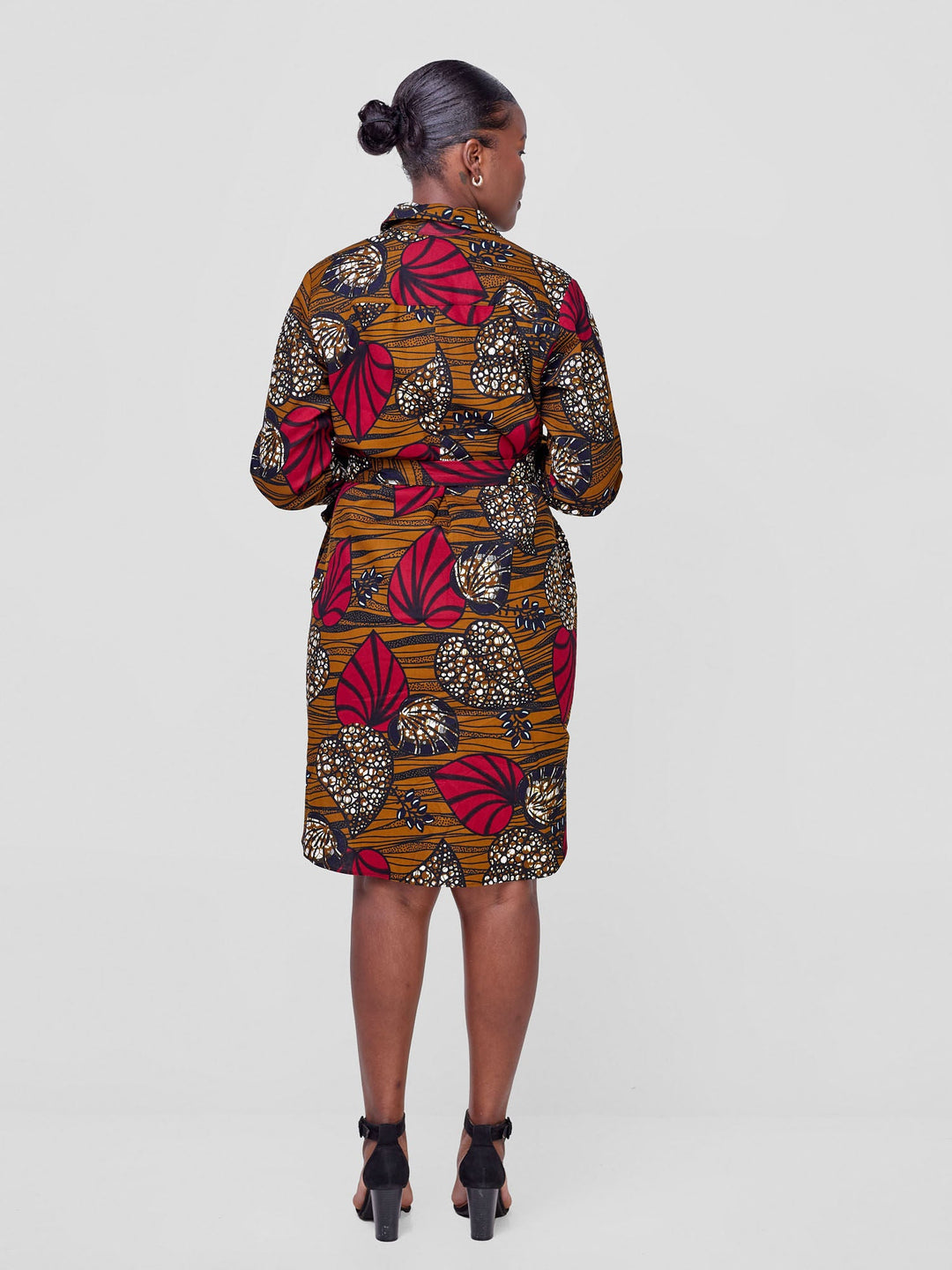 Vivo Long Sleeve Shirt Dress  - Sipo Print