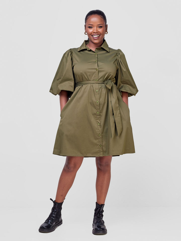 Safari Bubble Sleeve Tent Dress - Hunters