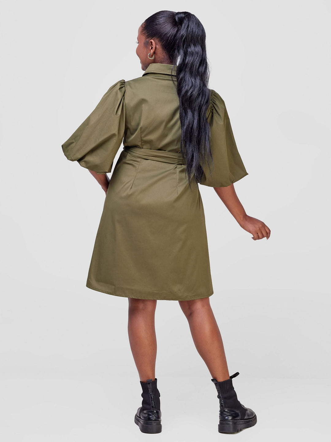 Safari Bubble Sleeve Tent Dress - Hunters