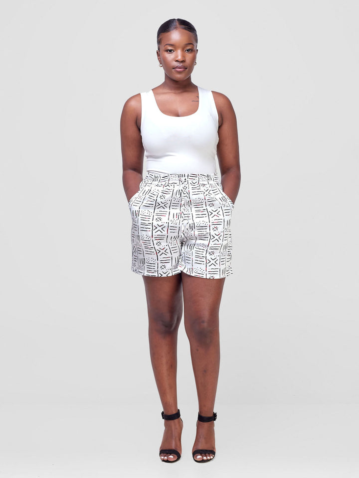 Vivo Solei Shorts(without lining) - White / Black Print