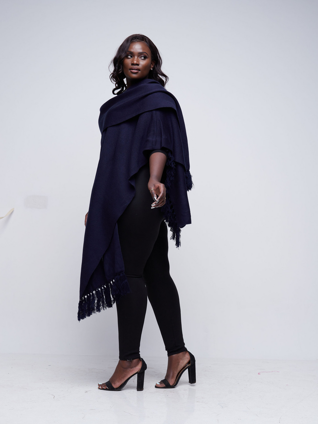 Vivo Essentials Double Layered Shawl - Navy Blue