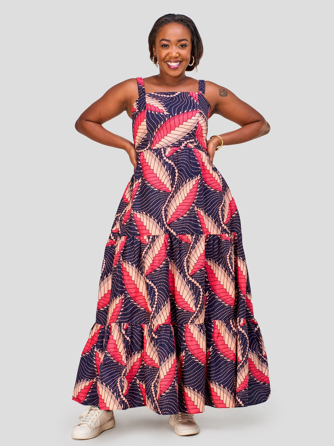 Vivo Safari Strappy Tiered Maxi Dress - Casablanca