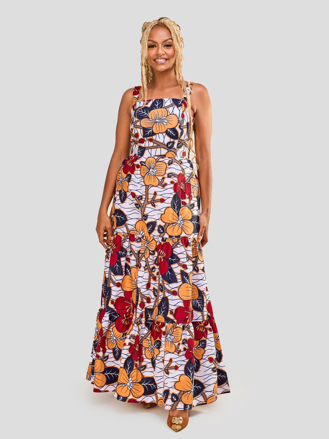 Vivo Safari Strappy Tiered Maxi Dress - Maua