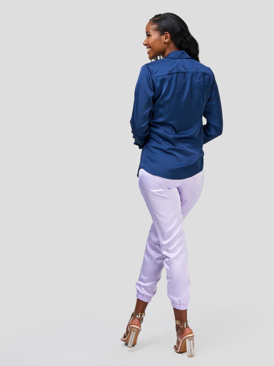 Vivo Nimali Satin Blouse - Navy Blue