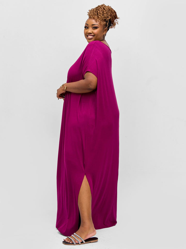 Vivo Essentials Dolman Maxi Dress - Mulberry