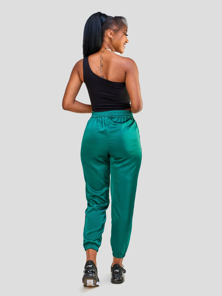 Vivo Nimali Satin Joggers - Dark Green