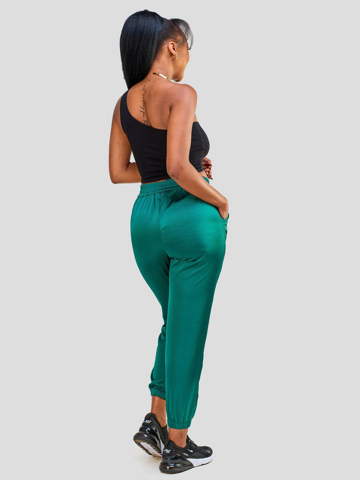 Vivo Nimali Satin Joggers - Dark Green