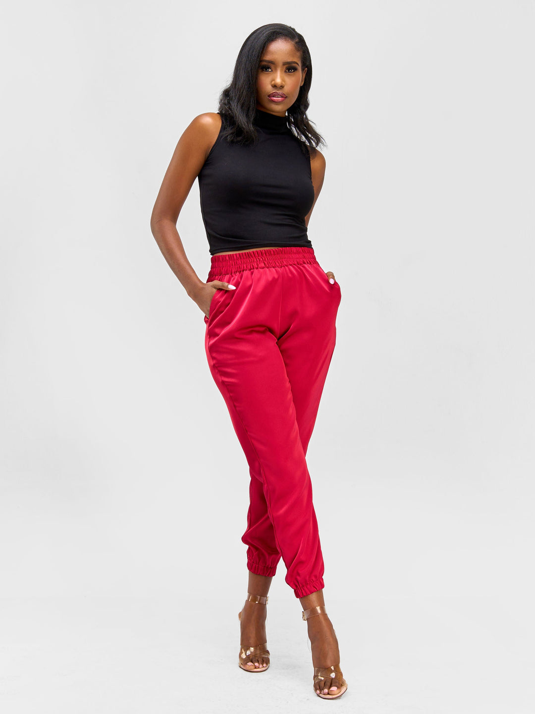 Vivo Nimali Satin Joggers - Red