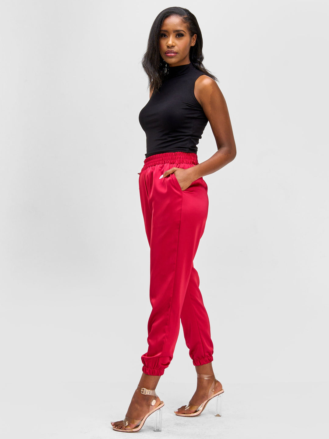 Vivo Nimali Satin Joggers - Red