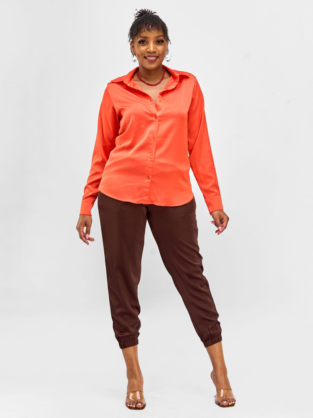 Vivo Nimali Satin Blouse - Orange