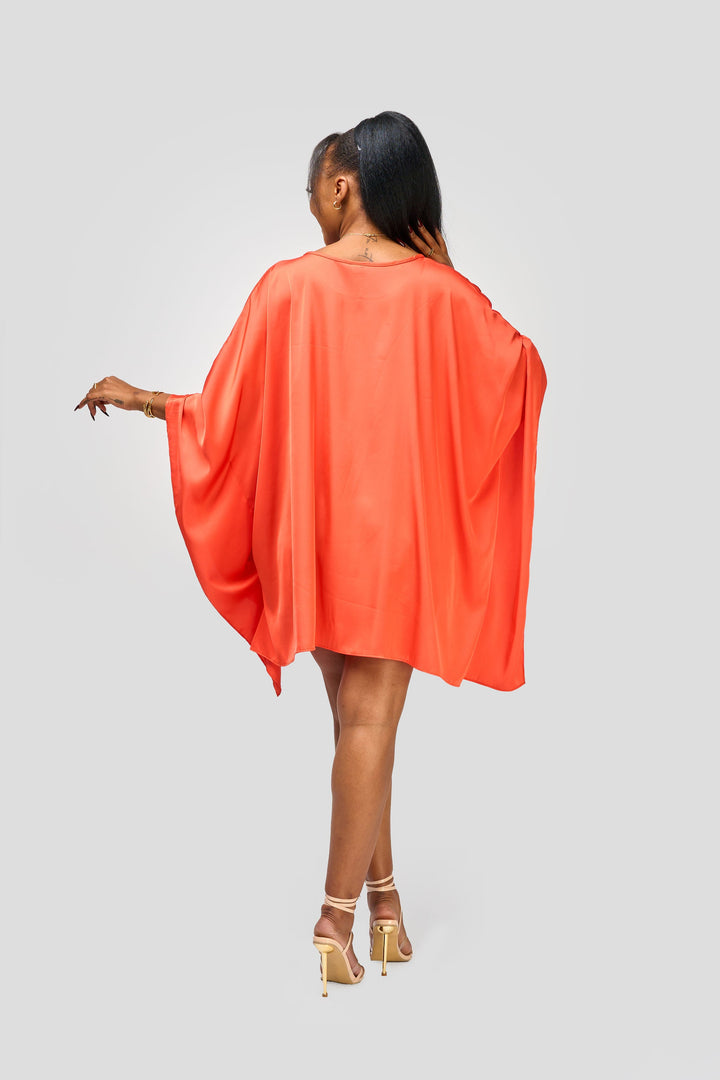 Vivo Nimali Hip Length Satin Kaftan - Orange