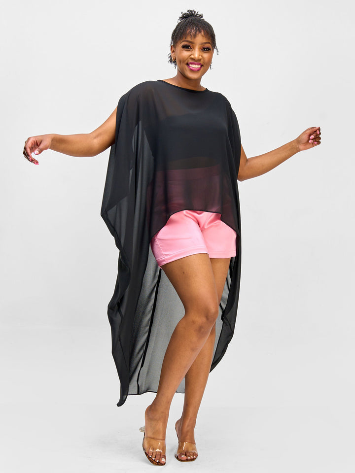 Vivo Nimali Chiffon High Low Kaftan - Black