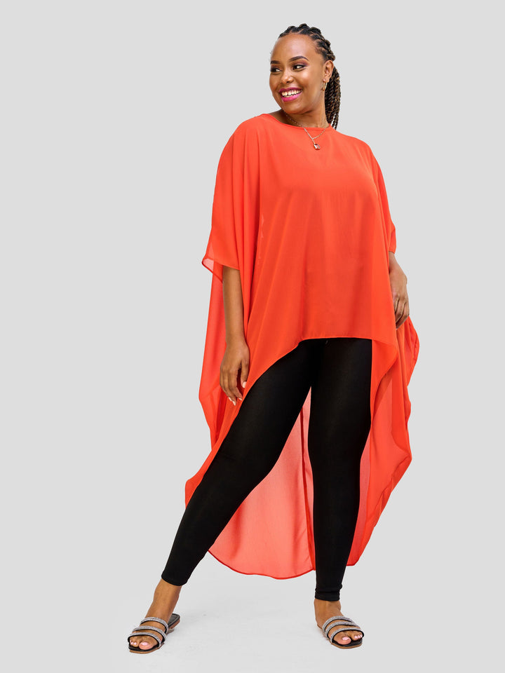 Vivo Nimali Chiffon High Low Kaftan - Orange