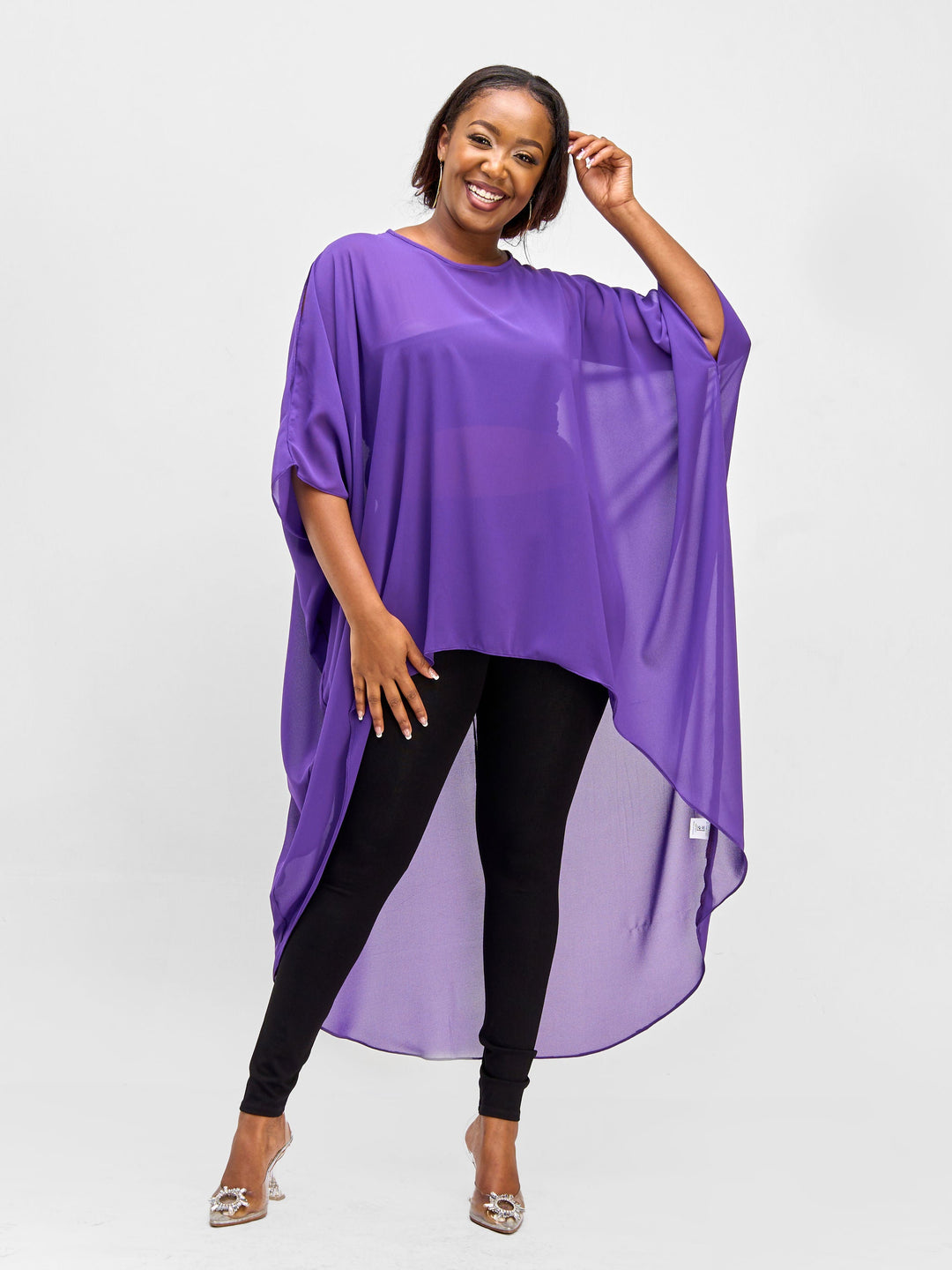 Vivo Nimali High Low Chiffon Kaftan - Purple