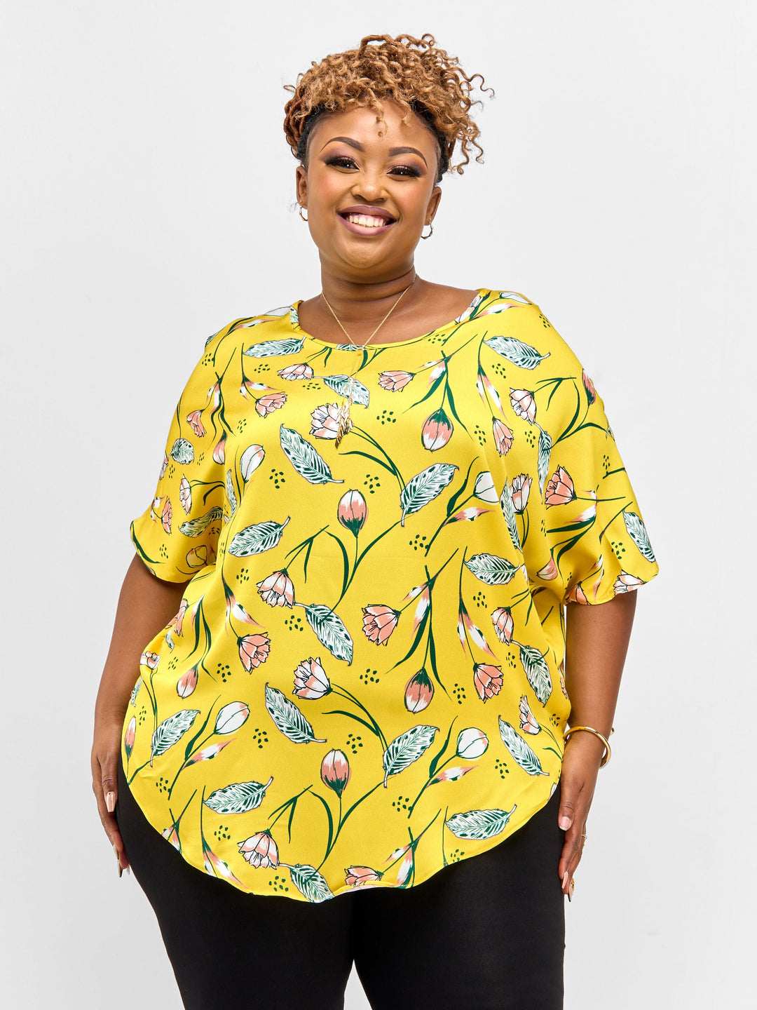 Vivo Nimali Scalloped Dolman Top - Yellow