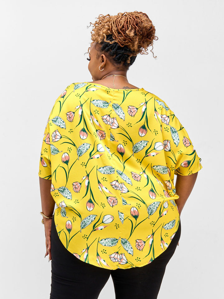 Vivo Nimali Scalloped Dolman Top - Yellow