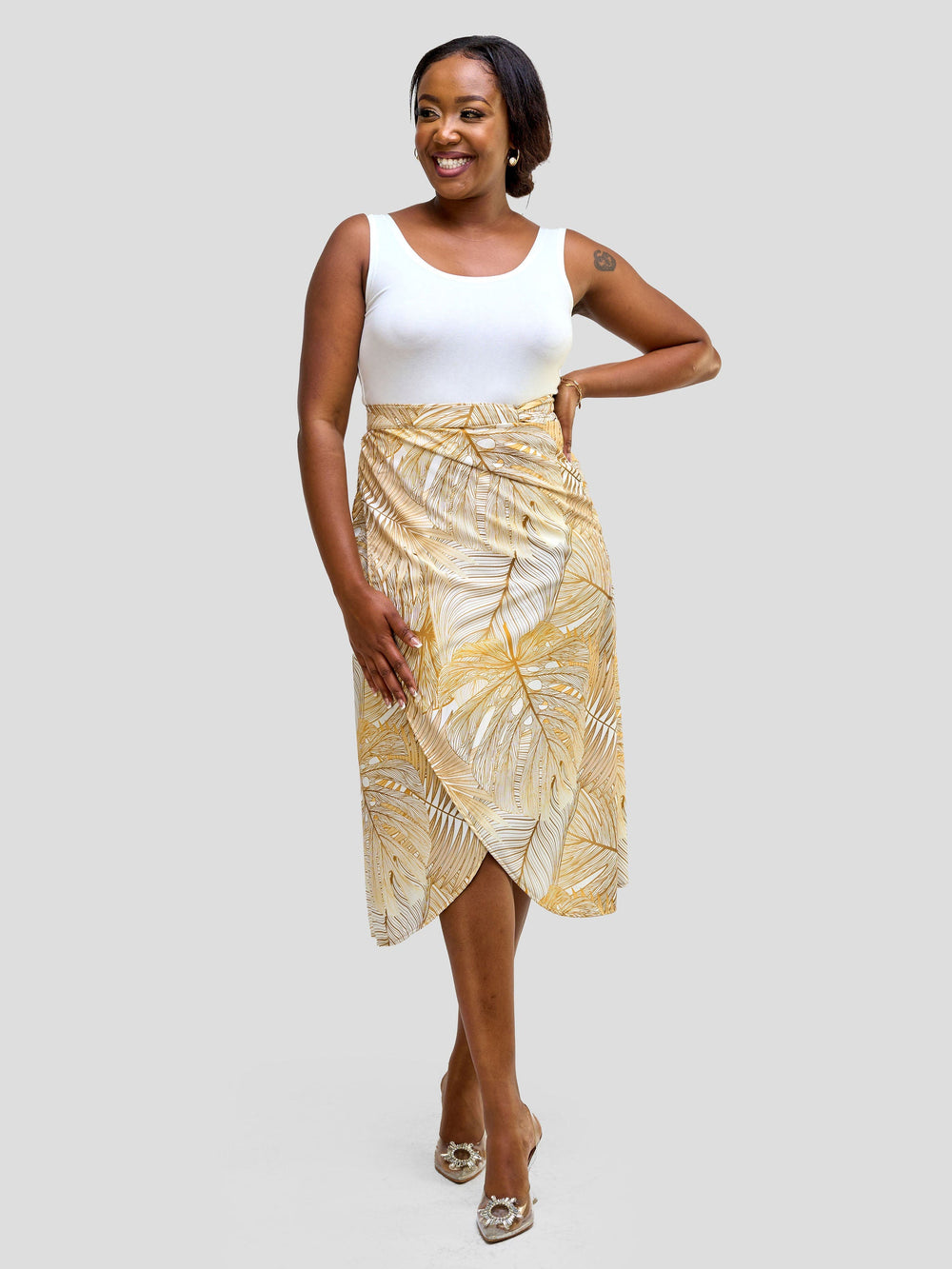 Vivo Nimali Wrap Skirt - Gold / White