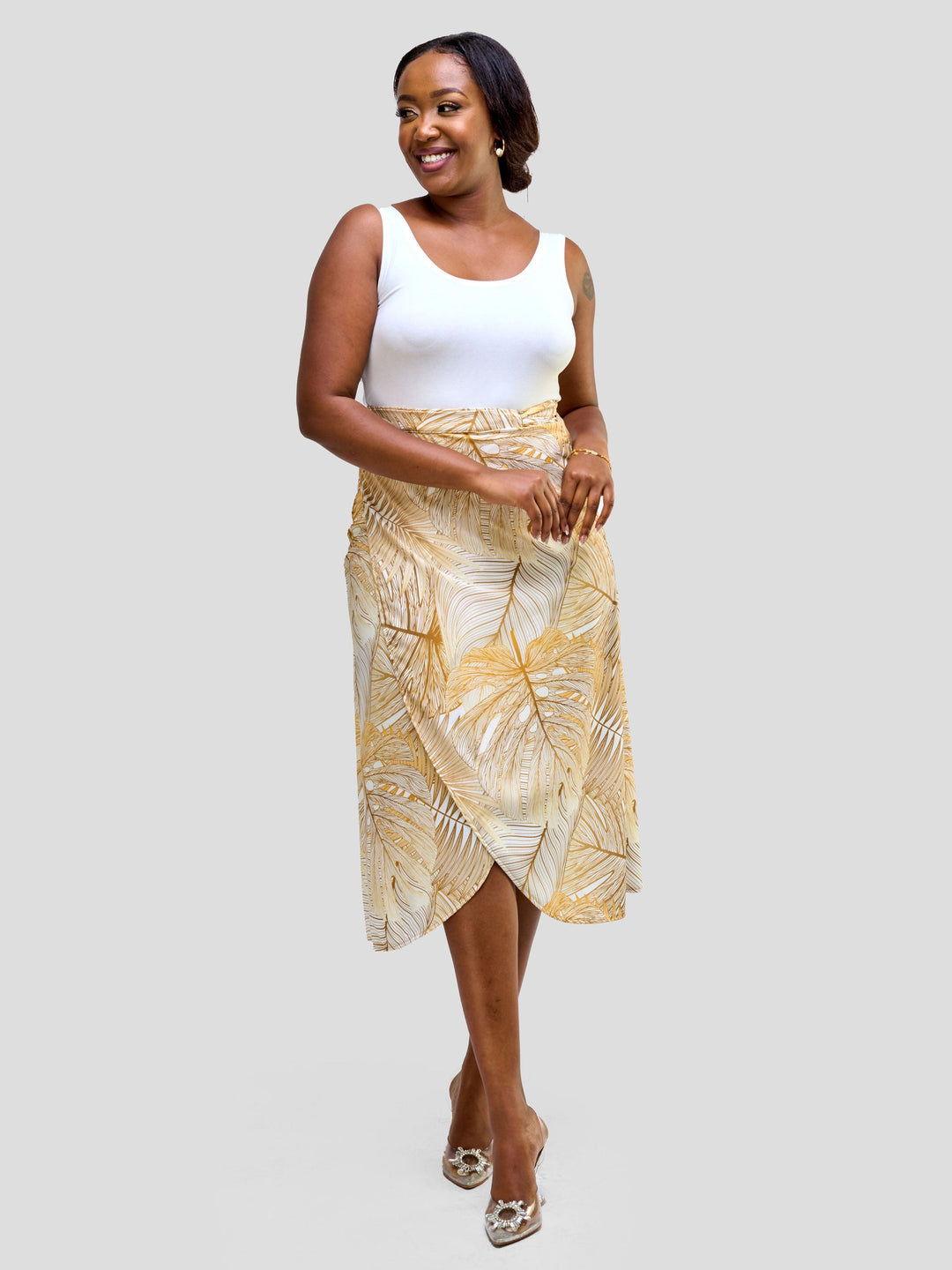 Vivo Nimali Wrap Skirt - Gold / White