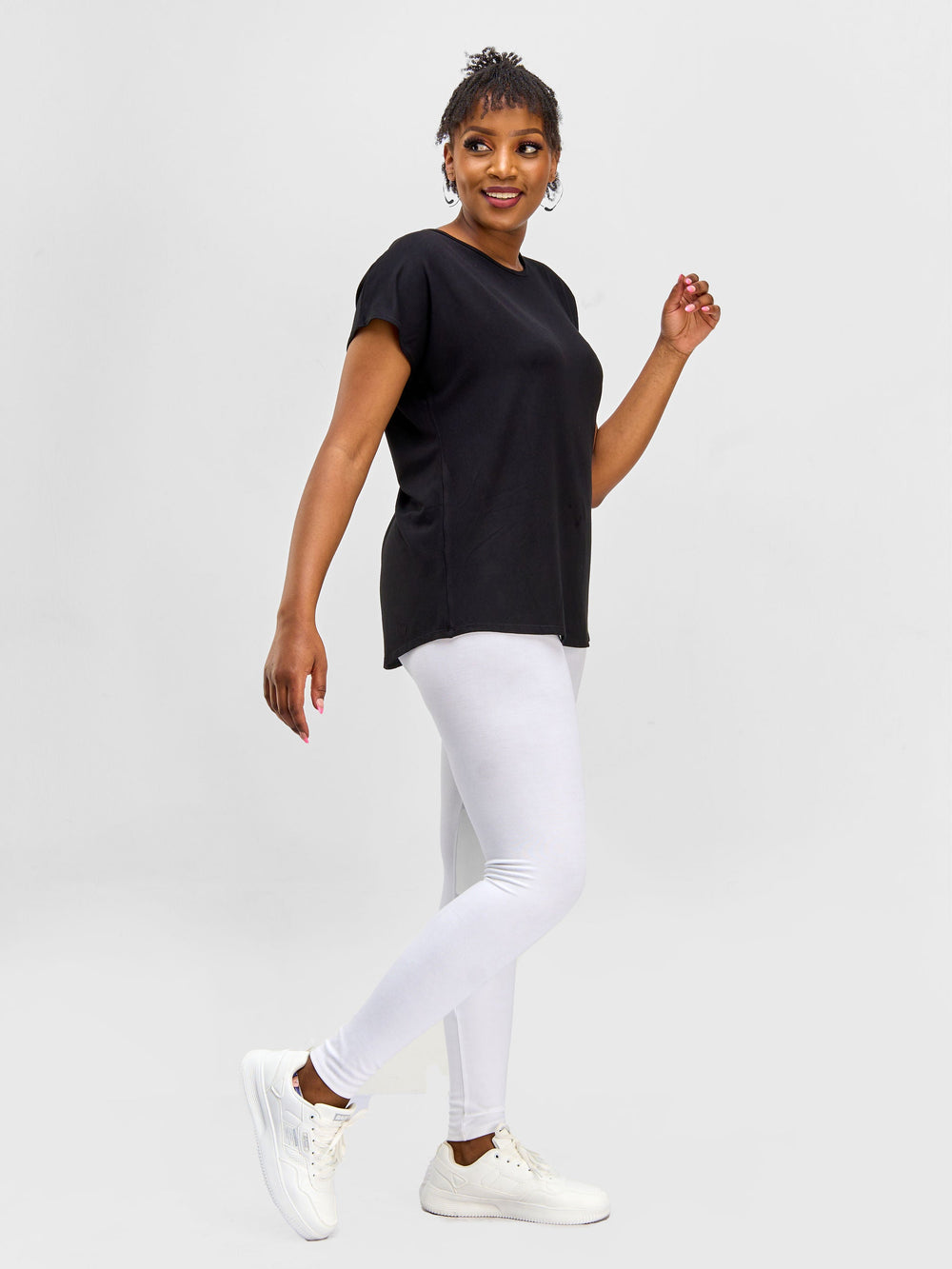 Vivo Essentials Drop Shoulder Top - Black