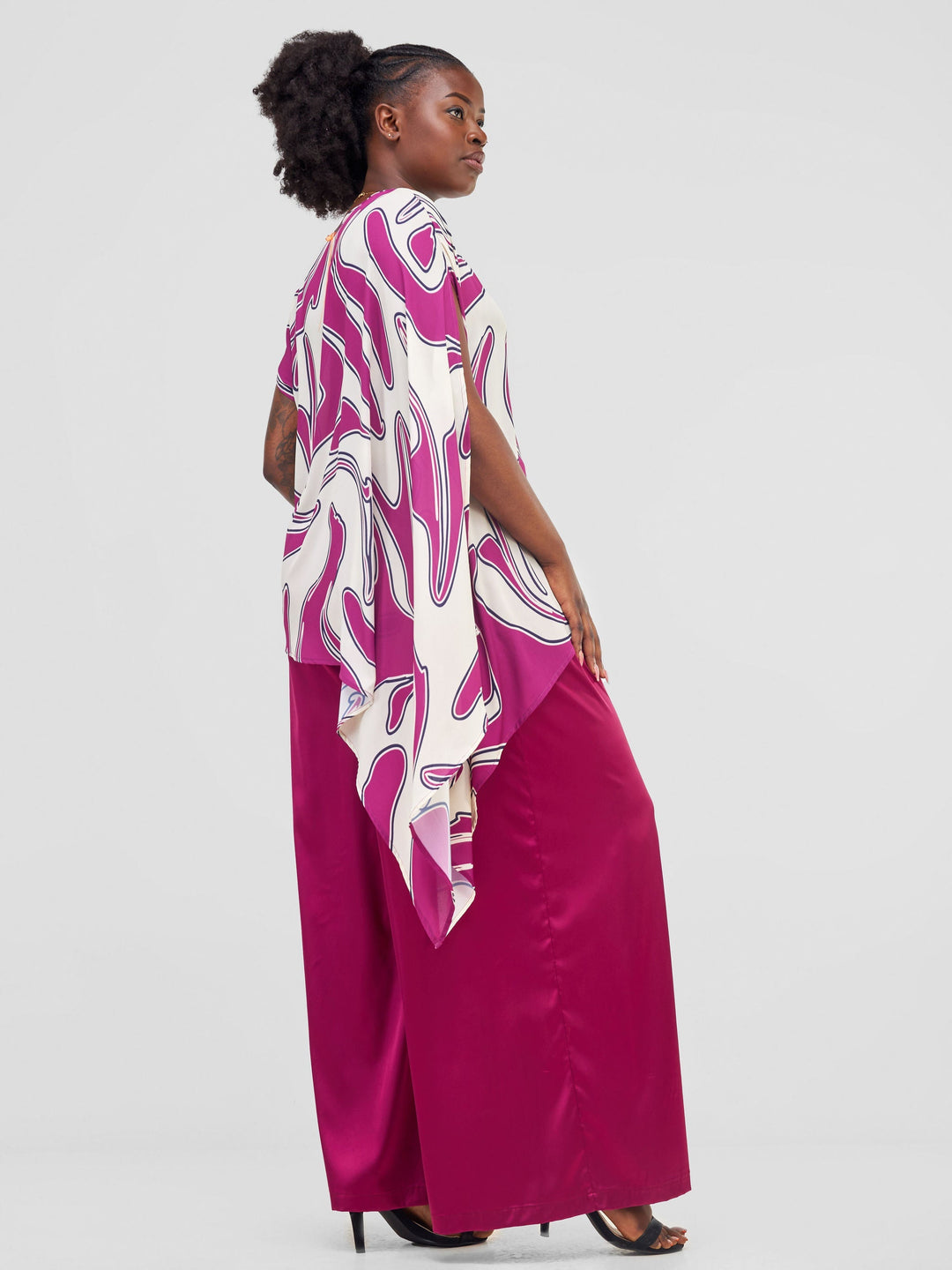 Vivo Sanyu Drop Shoulder Top - Purple / Cream Zazi Print