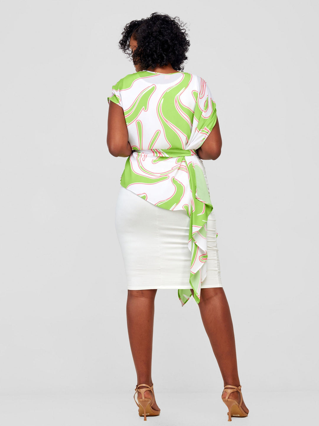 Vivo Sanyu Drop Shoulder Top - Lime Green / White Zazi Print