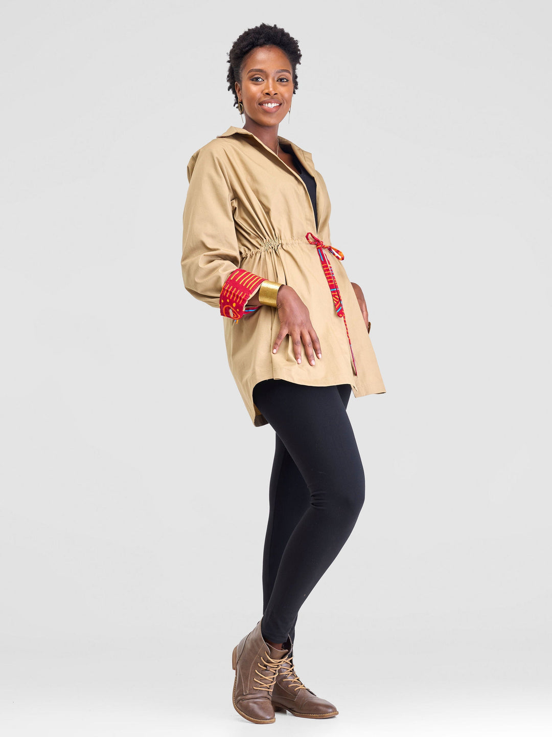 Safari Lira Drawstring Jacket - Khaki