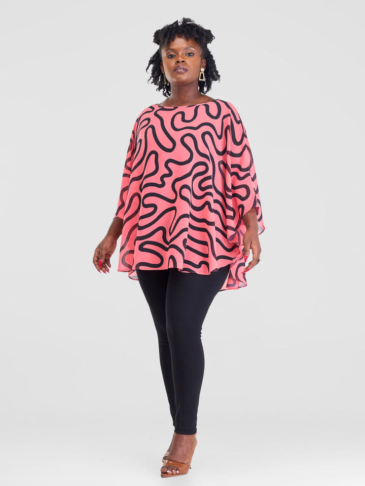 Vivo Sakari Circular Loose Top - Pink Kari Print