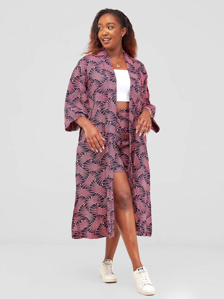 Vivo High Slit Midi Kimono - Tusi Print