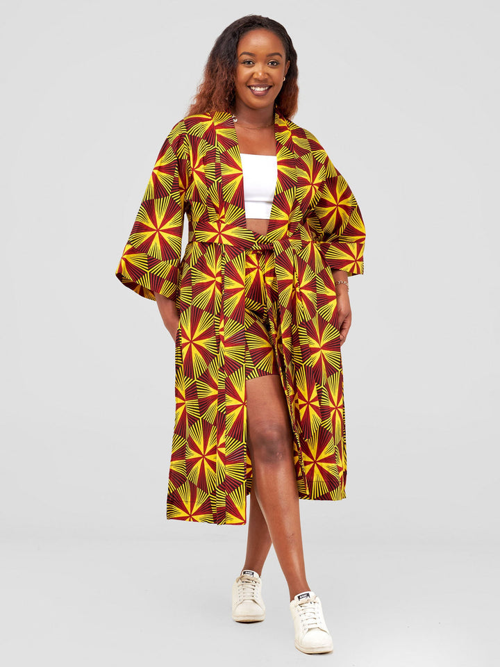 Vivo High Slit Midi Kimono - Juja Print